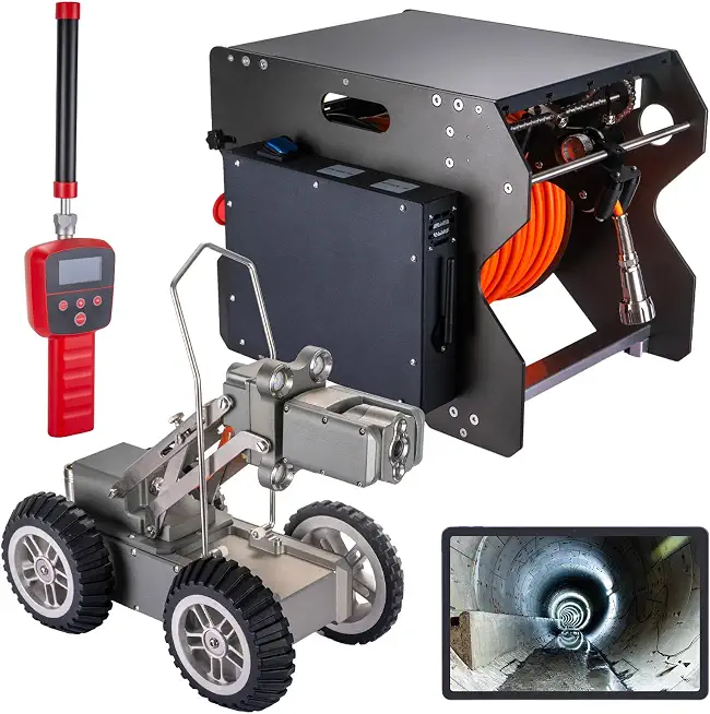 Sewer Camera Robot with Locator,JQKJCAM 2MP HD Automatic Crawler Pipe Inspection Robot Camera w/Light,10'' Touch - B0FS1XJ4NF