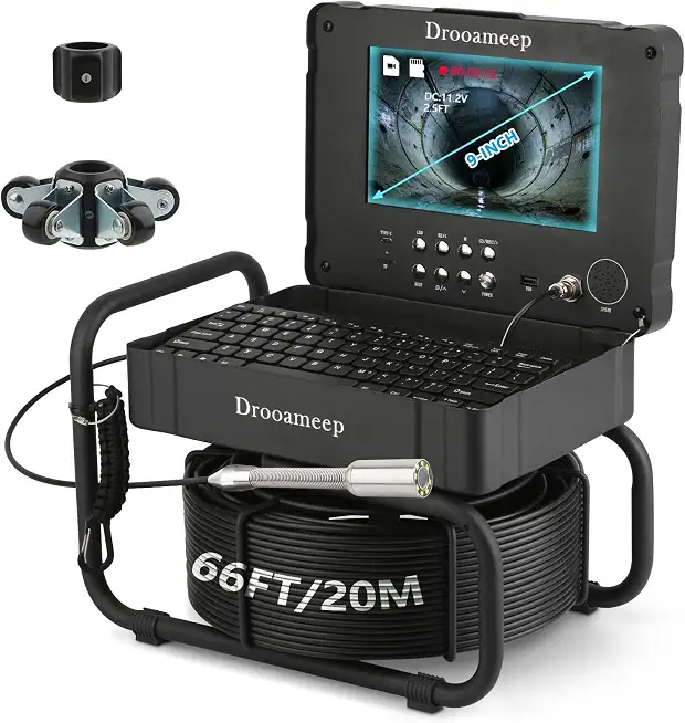 Sewer Camera Self Leveling, 512Hz Drain Camera, Plumbing Camera with Distance Counter, Video & Voice - B0GQH7MJ8Y