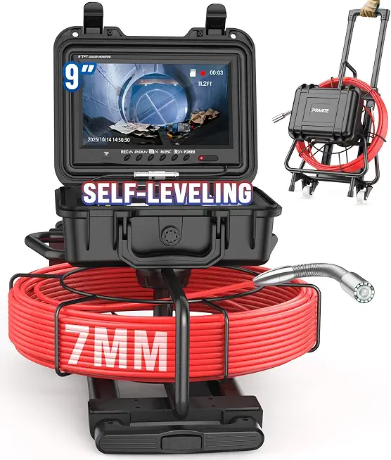 Sewer Camera Self-Leveling,165 FT,512 Hz Sonde Locator,9-Inch HD Screen - B0FHJMKB7V