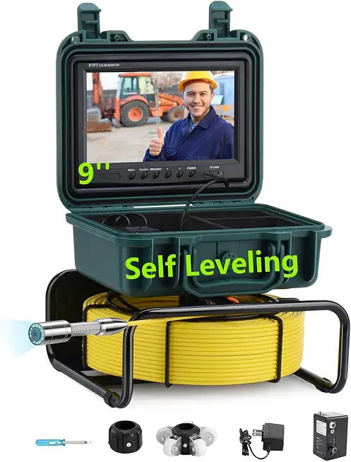 Sewer Camera Self Leveling,9" HD 16GB Screen JQKJCAM Drain Pipe Plumbing Camera Snake with 12 - B0DPG3263Z