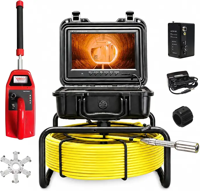 Sewer Camera with 512Hz Locator, Self-Leveling, 1080P Probe, 165FT/50M, 9" HD IPS Pipe Inspection Camera - B0H6LM9Z59