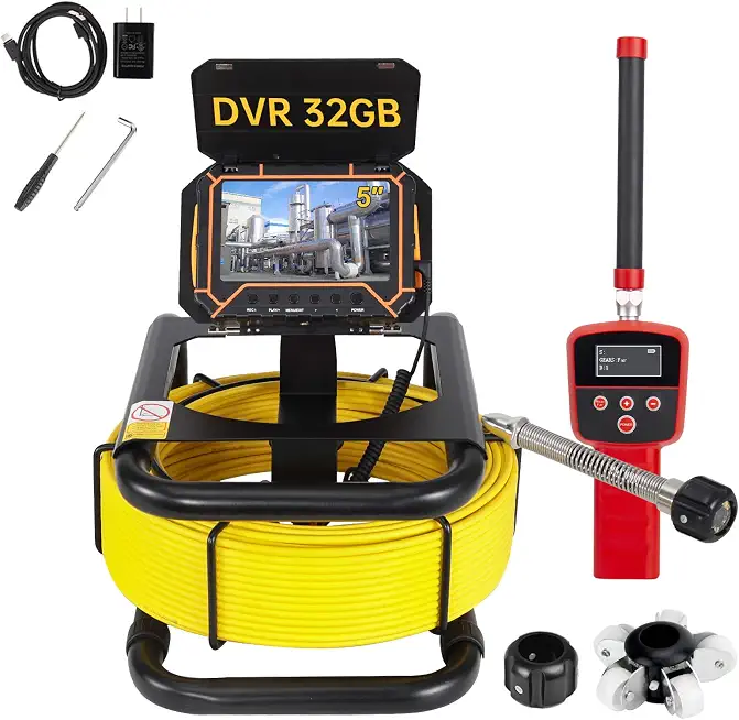 Sewer Camera with 512Hz Locator,SYANSPAN Drain Camera 164ft, 5" HD with DVR Function & 32GB, - B0GK71TJWG