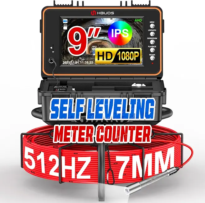 Sewer Camera with 512Hz Sonde, Self Leveling 230ft Drain Camera with Meter Counter, 7mm Cable, - B0FY3BCW4L