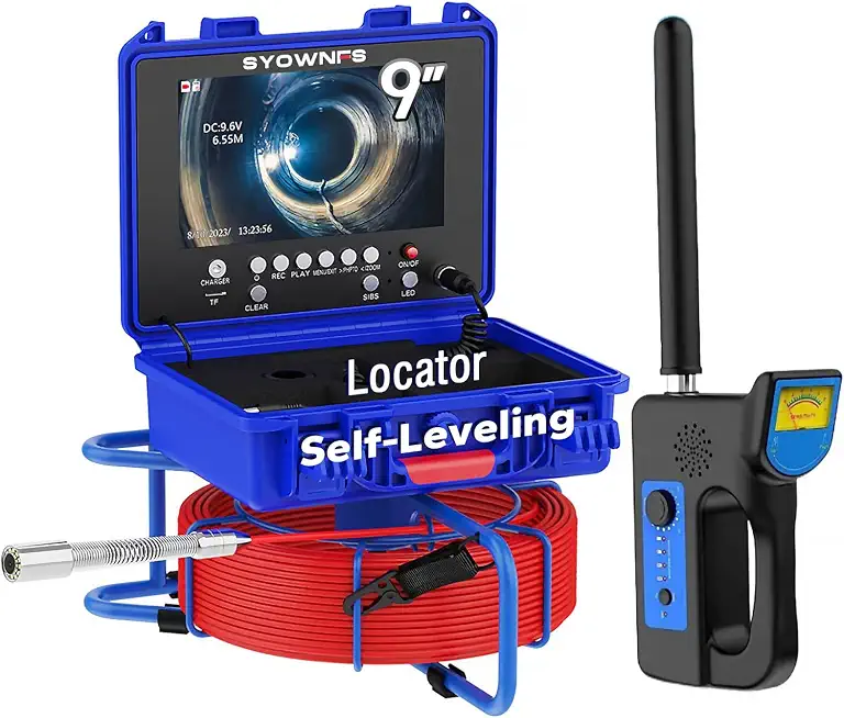 Sewer Camera with Locator 100ft/30M 9" 1080P IPS Screen Self-Leveling 12pcs Lights Plumbing Snake Drain - B0D3F71GSQ