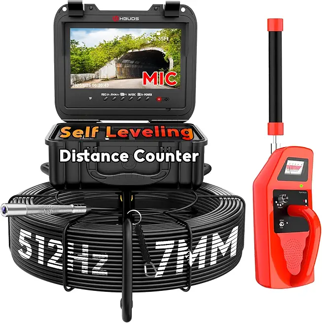 Sewer Camera with Locator 100ft, 7mm Cable, Self Leveling Drain Cameras with Distance Counter, 9" - B0D6SDNFRH