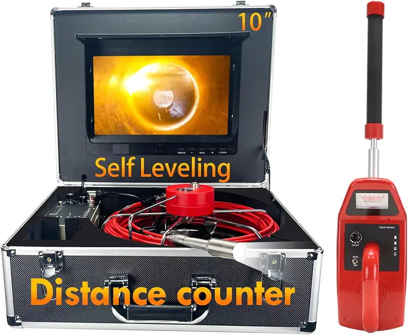 Sewer Camera with Locator 100FT,Self Leveling,10" IPS Sewer Inspection Camera with Distance Counter,IP68 Plumbing Snake - B0HF7WC3MB