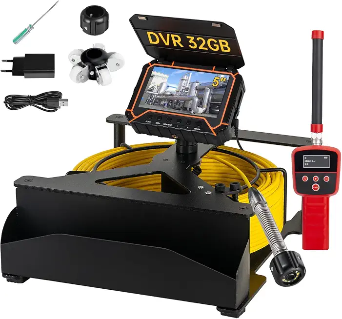 Sewer Camera with Locator 512hz,Drain Camera 100ft, 5" Pipeline Camera w/DVR 16GB&12 LEDs, for Home - B0H35HMXWX