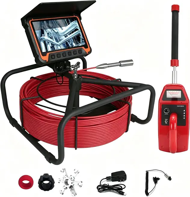 Sewer Camera with Locator 512hz,Self-Leveling Drain Camera 100ft, 7" HD with DVR Function, Industrial Endoscope - B0H81YPNV1