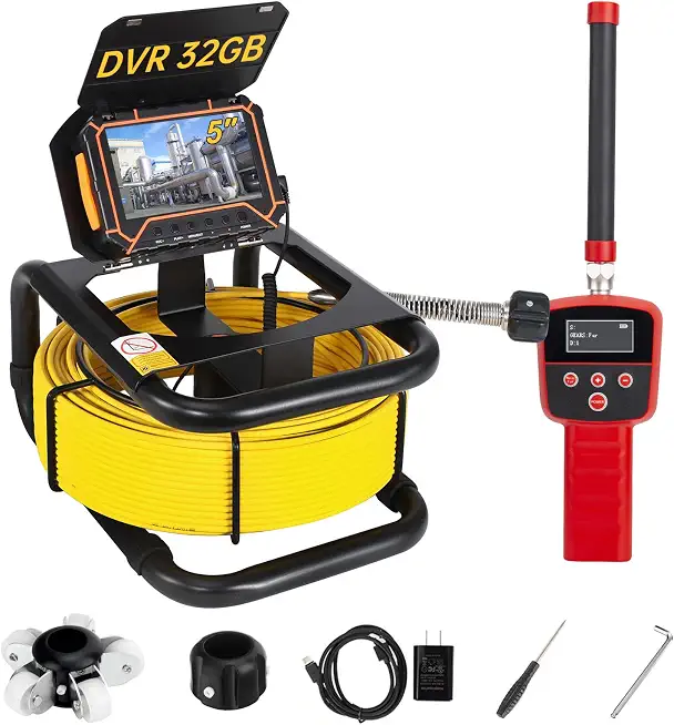 Sewer Camera with Locator 512hz,SYANSPAN Drain Camera 100ft, 5" HD with DVR Function & 32GB, - B0G24NQCFJ