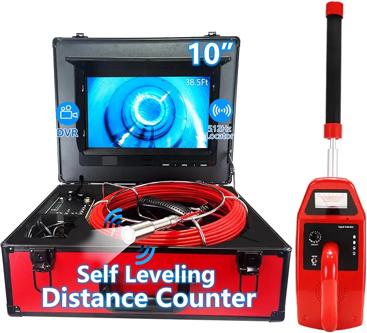 Sewer Camera with Locator, Self-Leveling, 100FT/30M, 10" HD Drain Inspection Camera with DVR, Distance Counter, - B0CY2CTSH8
