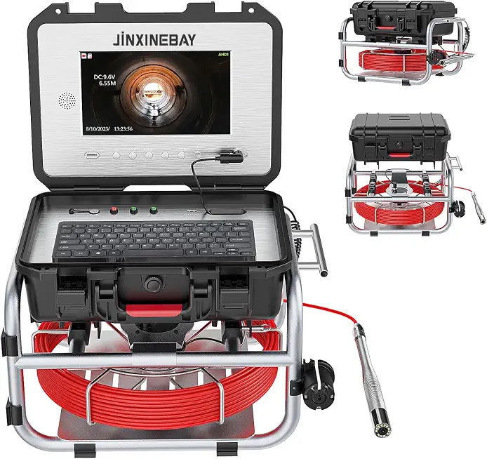 Sewer Camera with Meter Counter, 10" Pipeline Inspection Camera with DVR and Self-Leveling, 512HZ, 7mm - B0CQRJ7MP1