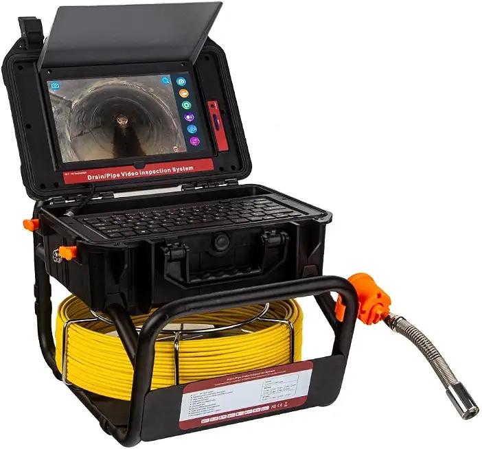 Sewer Camera with with 512hz Locator Automatic Leveling Function, The 10.1-Inch Pipe Inspection Camera with - B0CGX8V1XZ