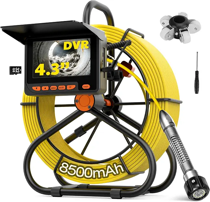 SewerInspection Camera 100FTwith 32GB CardMeter Counter,SPRIDRAIN 23MM/0.9" PlumbingSewer Drain Snake Camera with Light 4.3" VideoScreen,HD - B0FQ2M68K5