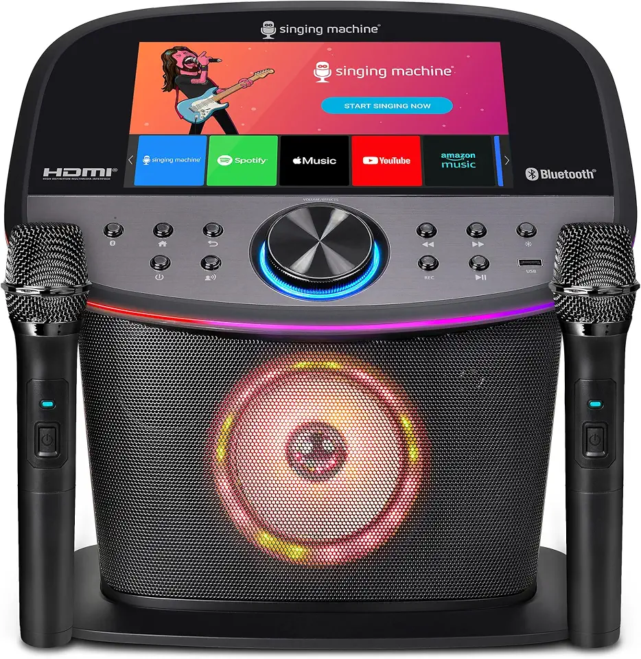 Singing Machine Karaoke Machine Screen, WiFi, Music Apps, 2 Microphones - B0DMXDGSDM