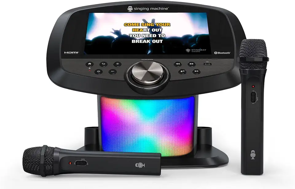 Singing Machine Wi-Fi Karaoke Hub with 10.1" LCD touchscreen display, 2 Wireless Microphones, Black - B0CV4XN1LQ