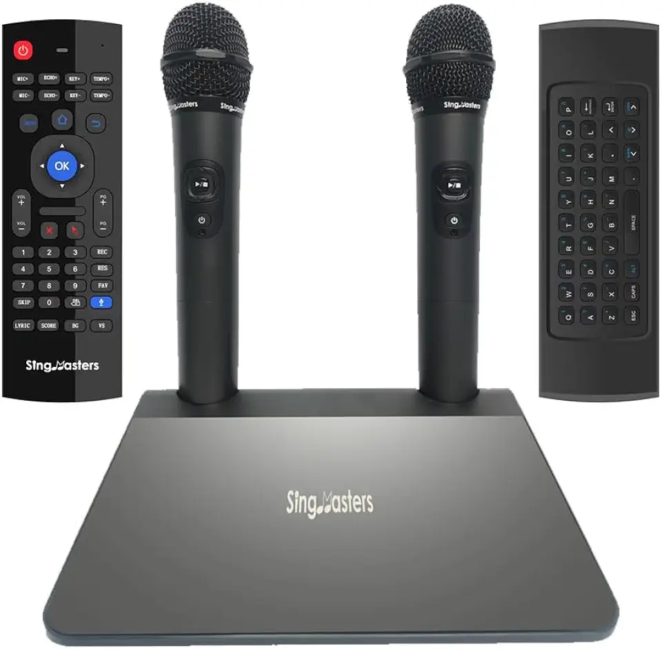 SM-900 PRO English Karaoke Machine,13K English Songs,Android TV Smart Karaoke,Dual Wireless Mics,Wi-Fi,YouTube Karaoke Singing,Video Recording,Apps,MagicSing - B0DFW6WCCT