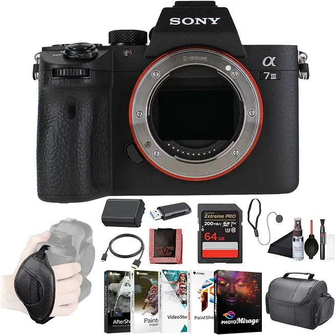 Sony a7 III Mirrorless Camera 24.2MP & Tripod & Battery Bundle - B0CS3WRTY8