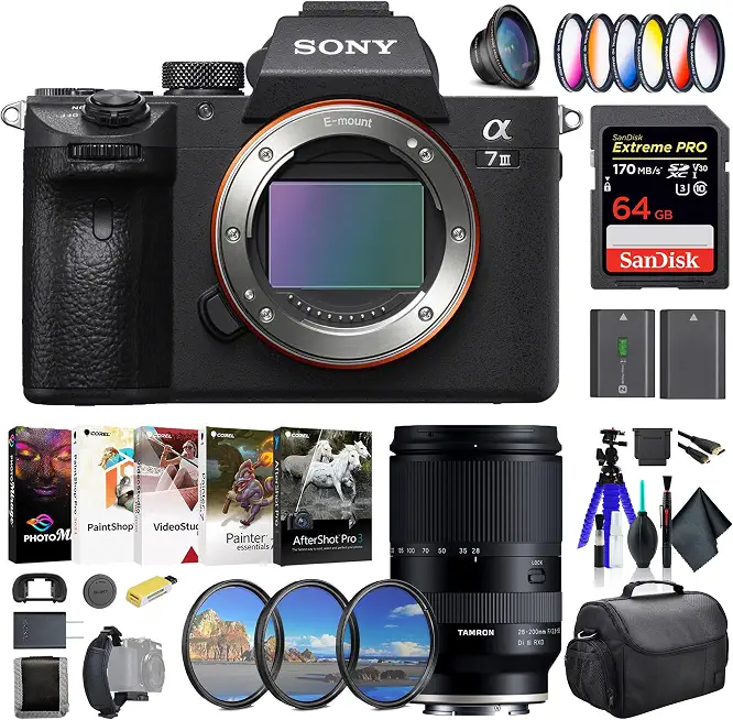 Sony a7 III Mirrorless Camera with 28-200mm Lens & Filter Kit Bundle - B0CS3W367R