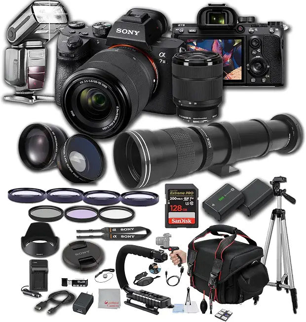 Sony a7 III w/ 28-70mm Lens, 128GB Extreme Memory, 420-800mm Super Telephoto Lens, TTL Pro - B0CL7WRBNS