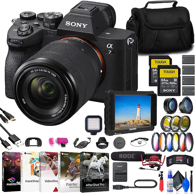 Sony a7 IV Mirrorless Camera with 28-70mm Lens (ILCE-7M4K) + 4K Monitor + VideoMic + - B0CGFC2WKF