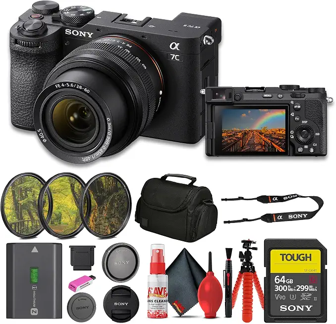 Sony a7C II Mirrorless Camera with 28-60mm Lens (ILCE-7CM2L/B) + 64GB SF-G Tough Card + - B0CPYRJMJC