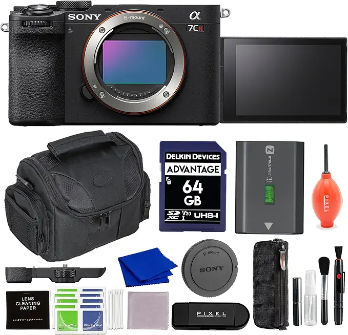 Sony a7CR Full-Frame Mirrorless Camera Body Black (ILCE-7CR/B) Bundle with 64GB SD Card + Gadget - B0CHPJDYH5