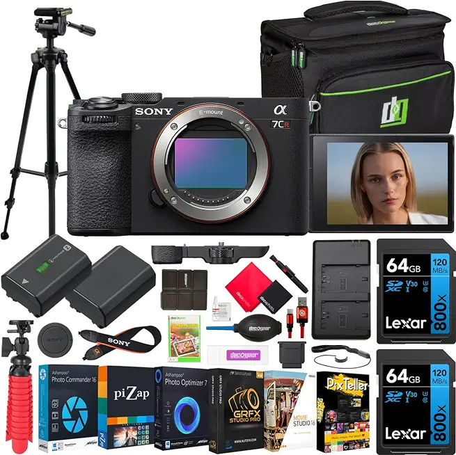 Sony a7CR Full Frame Mirrorless Interchangeable Lens Hybrid Camera Body Black ILCE-7CR/B Bundle with Deco - B0CNQXLGD6