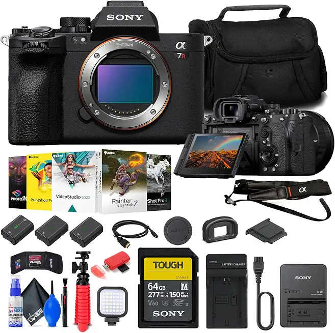Sony a7R V Mirrorless Camera (ILCE7RM5/B) + 64GB Memory Card + Photo Software + Bag - B0BYLKJF2D