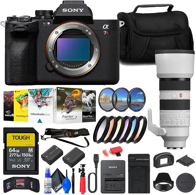 Sony a7R V Mirrorless Camera (ILCE7RM5/B) FE 70-200mm Lens (SEL70200GM2) + 64GB Card + Filter - B0C3NHTV47