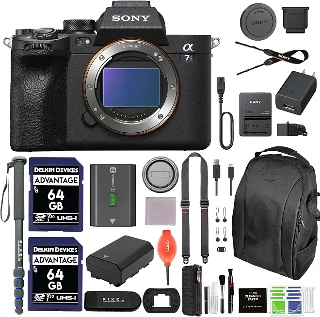 Sony a7S III Mirrorless Full Frame Camera Bundle with Extra Battery, Backpack, 2X 64GB SD - B08ZY7G2ZH