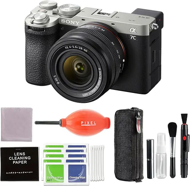 Sony Alpha 7C II Full-Frame Camera with 28-60mm Lens (Silver) Bundle with Pixel Advanced Accessories - B0CSND559B