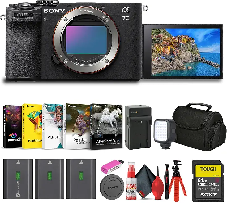 Sony Alpha 7C II Mirrorless Full-Frame Interchangeable Lens Camera (ILCE-7CM2/B) + 64GB SF-G Tough Card - B0CPYS7VT3