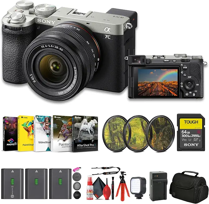 Sony Alpha 7C II Mirrorless Full-Frame Interchangeable Lens Camera - Silver with 28-60mm Lens (ILCE-7CM2L/S) - B0CPYS987Z