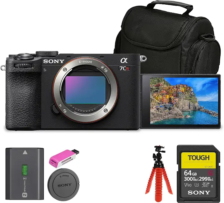 Sony Alpha 7CR Mirrorless Full-Frame Interchangeable Lens Hybrid Camera (ILCE-7CR/B) + 64GB SF-G Tough Card - B0CPYPRZNJ