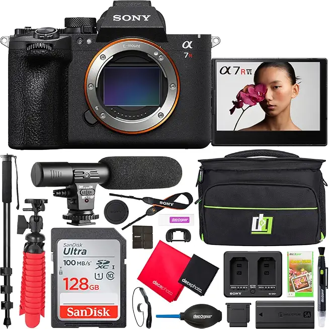 Sony Alpha 7R VI 66.8MP Full Frame Mirrorless Camera Body ILCE-7RM6 Bundle with Sandisk 128GB - B0H46GMX4W