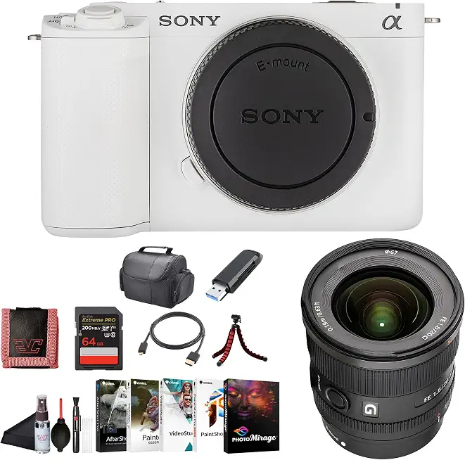 Sony Alpha ZV-E1 Camera with 20mm Lens (White) Bundle - B0CRZF4JF9