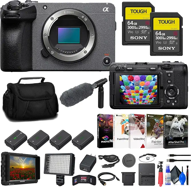 Sony FX30 Digital Cinema Camera (ILME-FX30B) + 4K Monitor + 2 x 64GB SF-G Tough - B0BYKQSCBJ