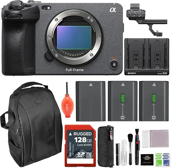 Sony FX3A Full-Frame Cinema Camera Bundle with 2 x Extra Battery + 128GB SD Card - B0FG3BNQ45