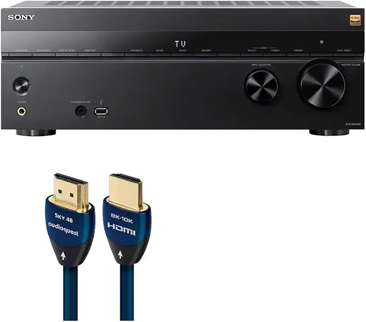 Sony STR-AN1000 7.2 Channel 8K AV Receiver with AudioQuest SKY 3m HDMI Cable - B0FJ2PL8C5