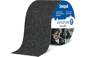Sorapak 4" x 60 Ft Black Anti Slip Tape, 80 Grit Non Skid Grip for - B0GYSXYDN8