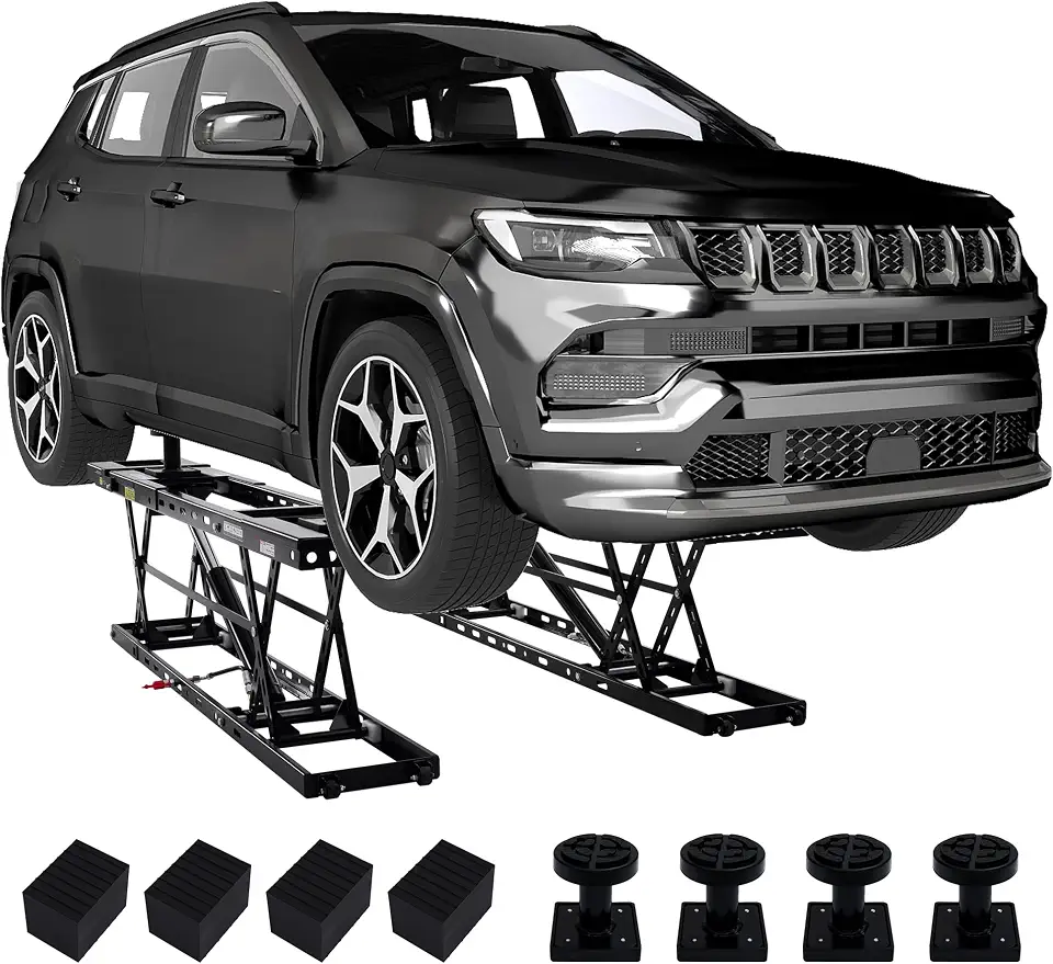 SPECRAFT 7000LBS Black Portable Hydraulic Car Lift, Wheels, Home Garage - B0GHNRF8NT