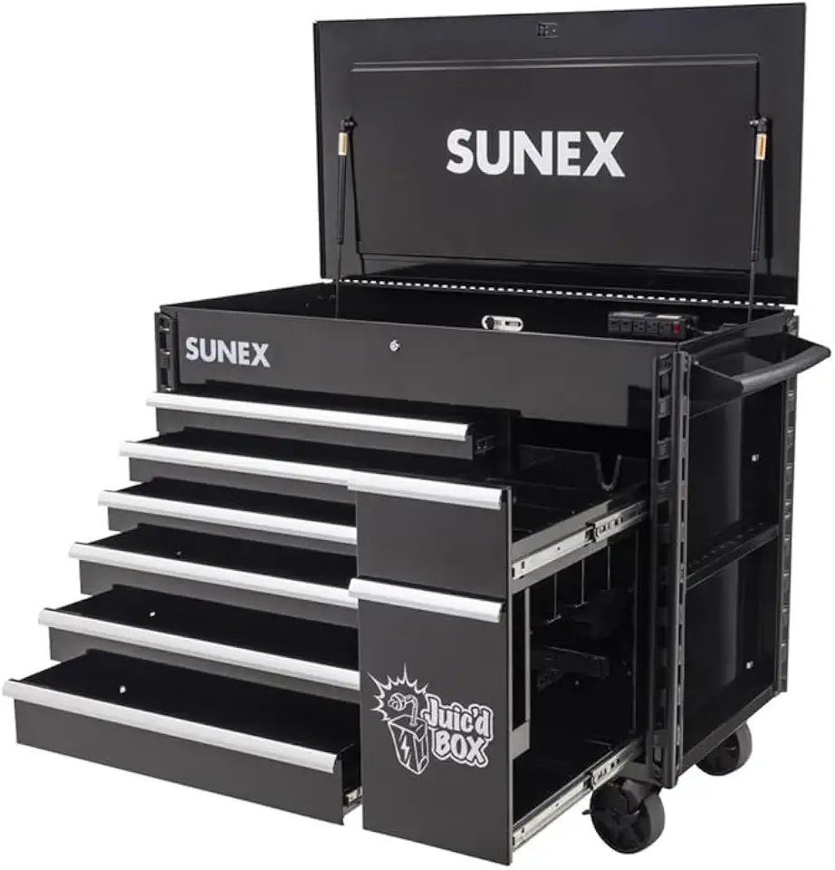 Sunex Tools 8065PCBK Juic'd Box 7-Drawer Powered Cart, Black - B0G1SVCR2F