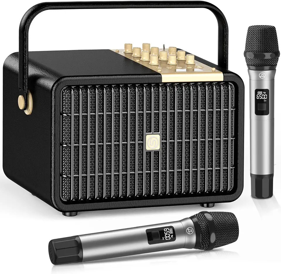 SUPNIU Wireless Voice Amplifier Professional Karaoke Machine with 2 UHF Microphones for Adults, 320W Peak - B0H3KJQFK3