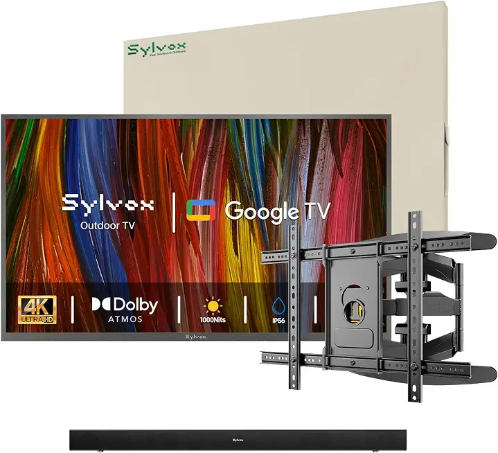 SYLVOX Outdoor TV with Soundbar & Wall Mount & Cover, 65 inch 4K Smart TVs, - B0DL98SRMH