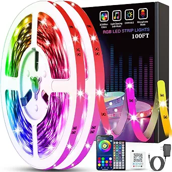 Tenmiro Led Lights for Bedroom 100ft (2 Rolls of 50ft) Music Sync Color Changing Strip - B0932M1666