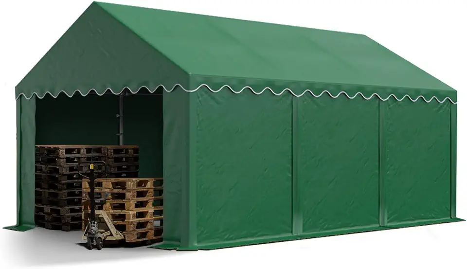 TOOLPORT 13x20 ft PVC 800 N Storage Tent, Ground Frame, Dark Green - B07HFXGZWL