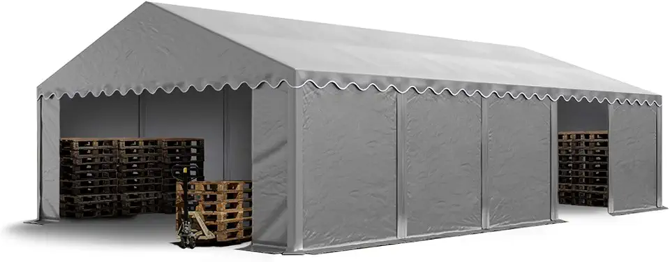 TOOLPORT 16x33 ft Portable Storage Tent, PVC 750 N, Ground Frame, Gray - B00TPZRHC0