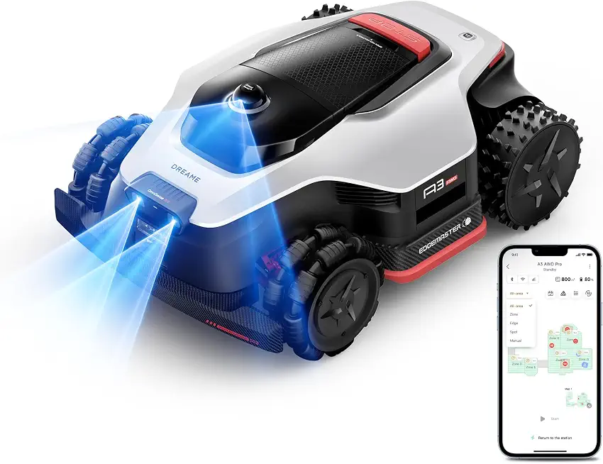 (Upgraded) DREAME A3 AWD 1000 LiDAR Robot Lawn Mower, 45-Min Fast Charge - B0H8XPKK9L