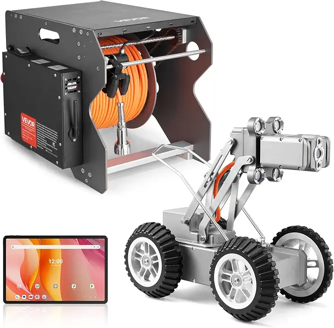 VEVOR Sewer Pipe Inspection Robot, 197FT Pipeline Detection Crawling Robot with 2MP Front/Rear Cameras & - B0FF9HZ75C