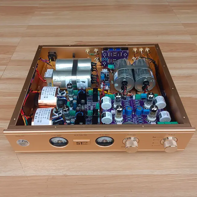 WADA Shigeru SRPP Balanced Tube Preamp, Gold, with 6X4 EH 12AX7 12AU7 Tubes - B0H3V43JGP